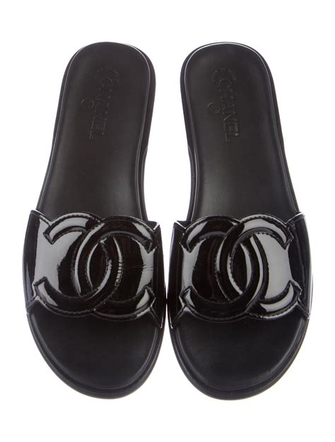 chanel slides black|Chanel fluffy slides.